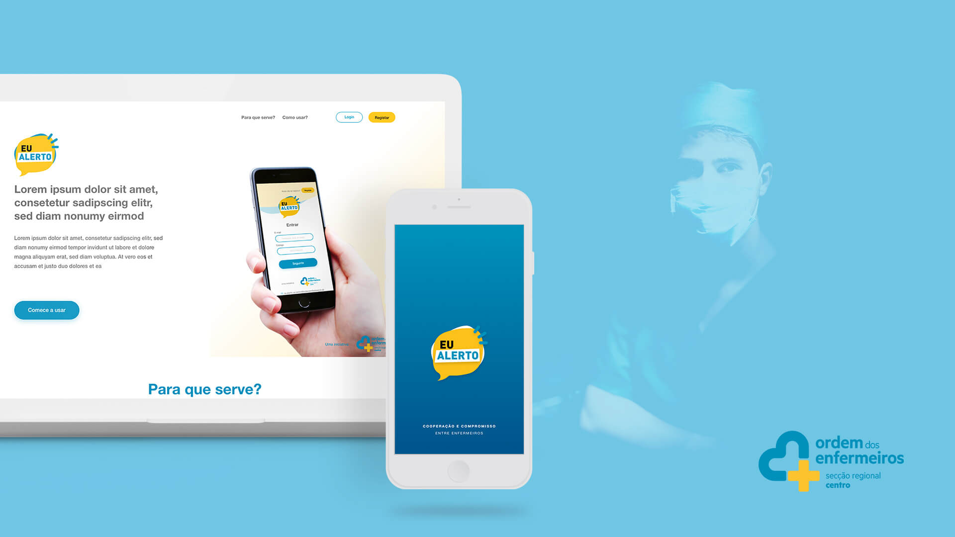 oad web mockup of eu alerto app for ordem dos enfermeiros