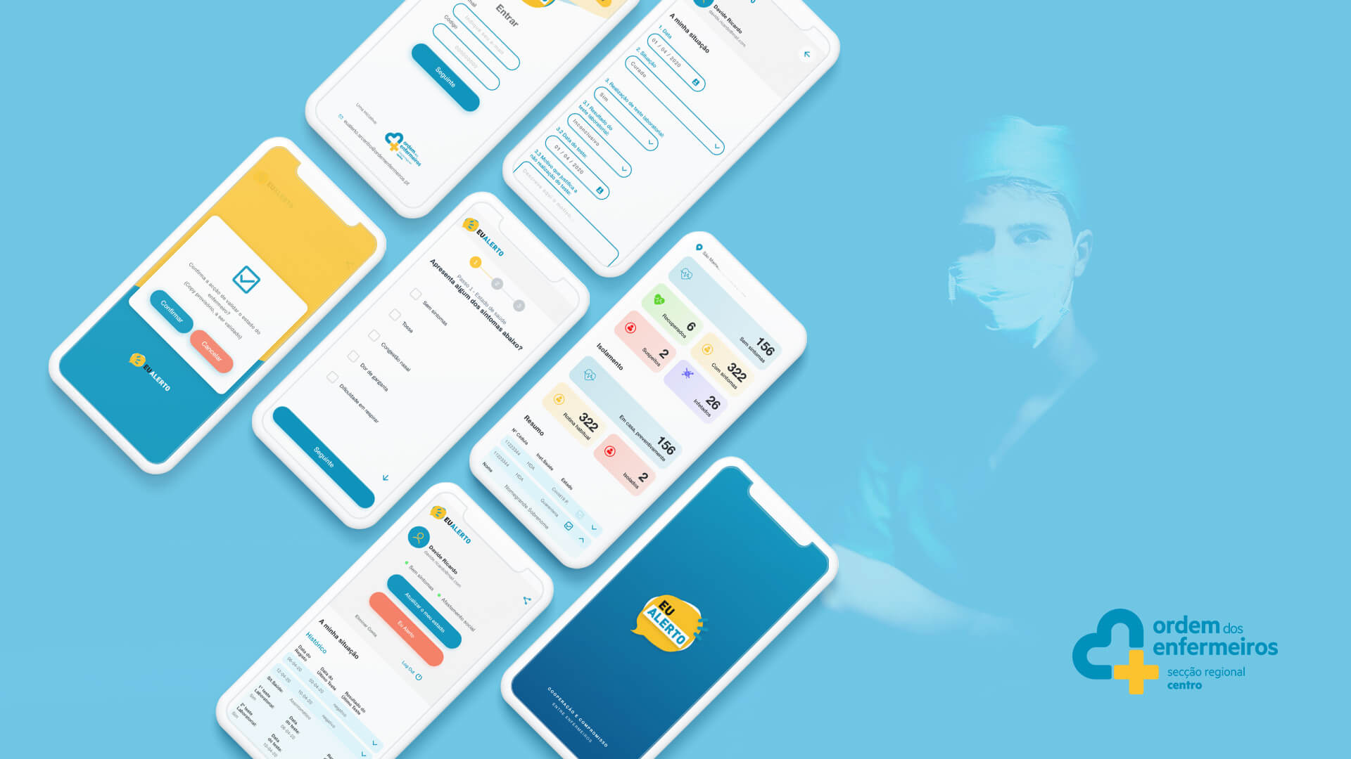 load mobile mockup of eu alerto app for ordem dos enfermeiros
