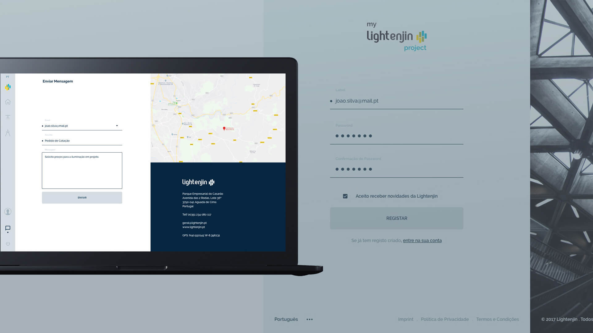 load web mockup of the lightenjin project
